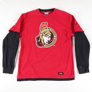 Waves Ottawa Senators NHL Hockey Shirt Adult Medium 100% Cotton Long Sleeve Tee